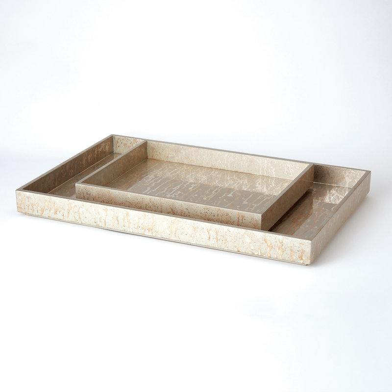 MDF Decorative Tray, 2.25" H x 18" D x 18" D, Champagne Silver