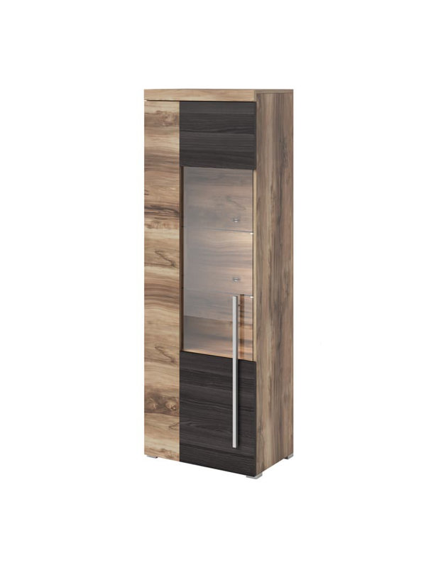Shanil Display Cabinet, Contemporary Oak Satin/Touchwood