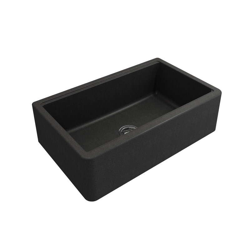 Arona 33'' L Single Basin Kitchen Sink, Metallic Black