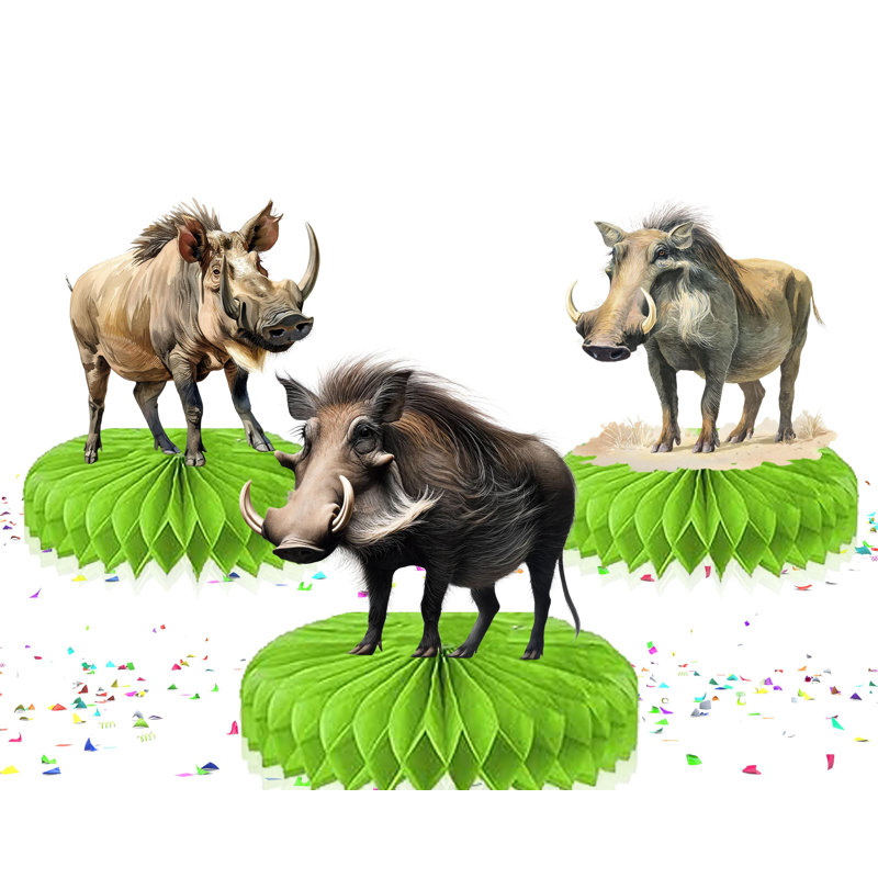 Centres de table safari en nid d'abeille - 5 pièces décorations de table animaux sauvages