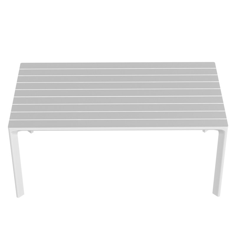 Table de salle à manger d'extérieur rectangulaire Corum 79 po Alumiun, H 29,5 po x l 78,7 po x P 39,4 po, Blanc