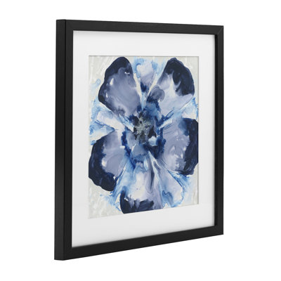 Blue Glass Bloom Framed Print Under Glass, design by June Erica Vess