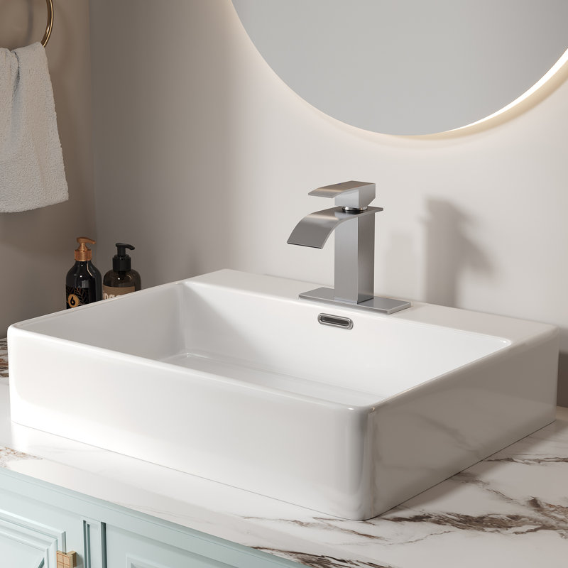 Robinet de lavabo de salle de bain à poignée simple 6 "certifié CUPC, finition nickel brossé | Idée cadeau