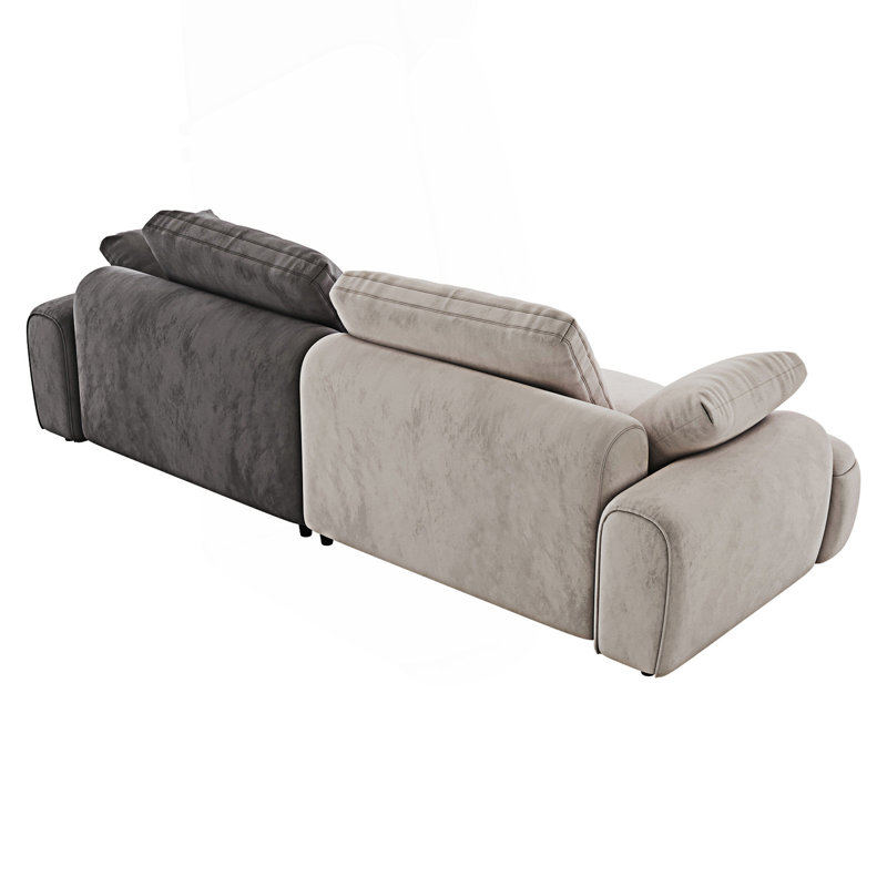 Grand canapé à deux places, canapé rembourré moderne, Beige/gris
