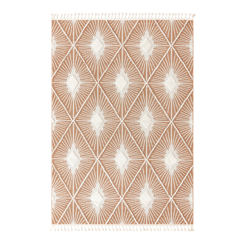 Jessilyn Geometric Machine Woven Polyester Area Rug in Rust/Red, Rectangle 7'10" x 11'