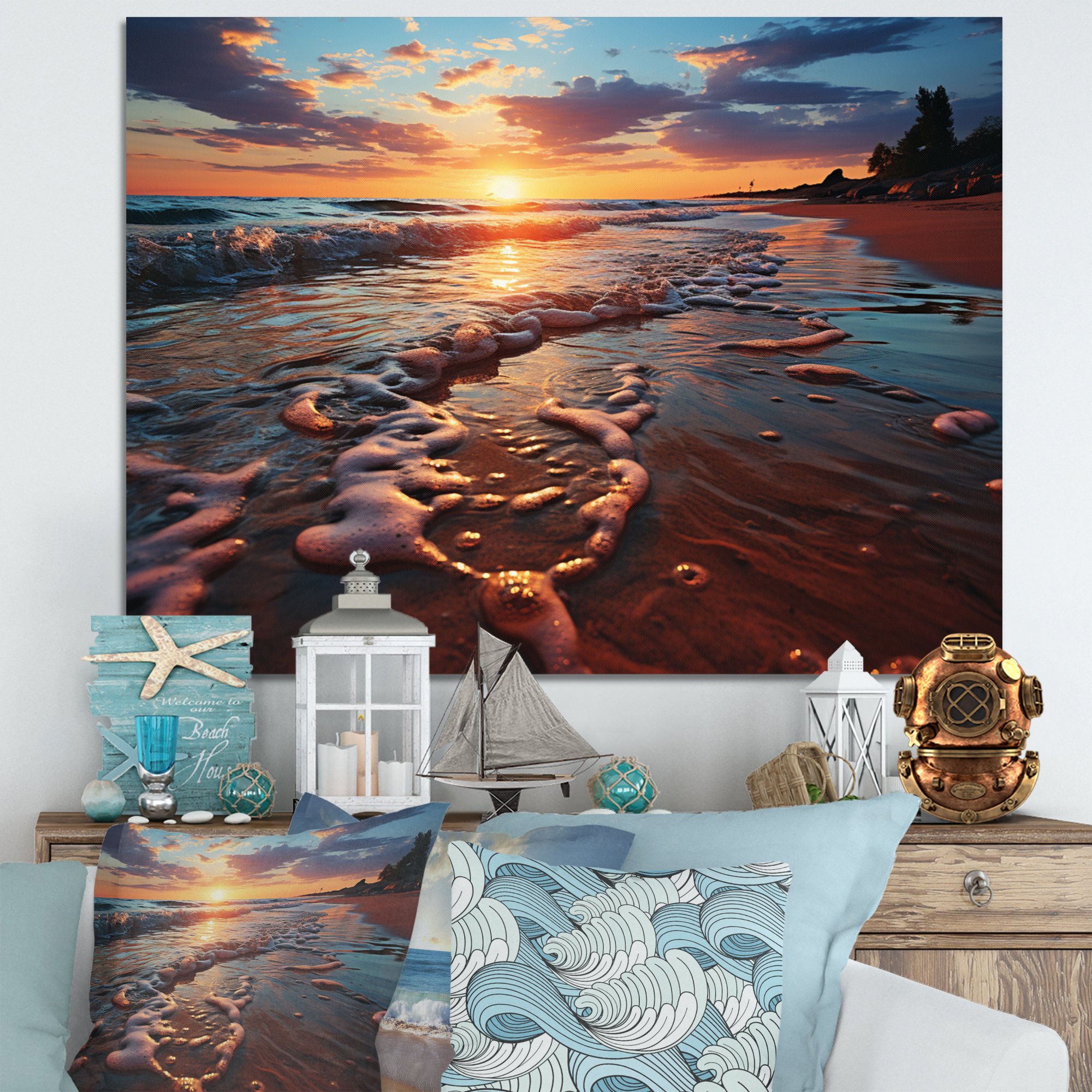 Highland Dunes Algird Sunset Beach Scenery I On Canvas Print | Wayfair