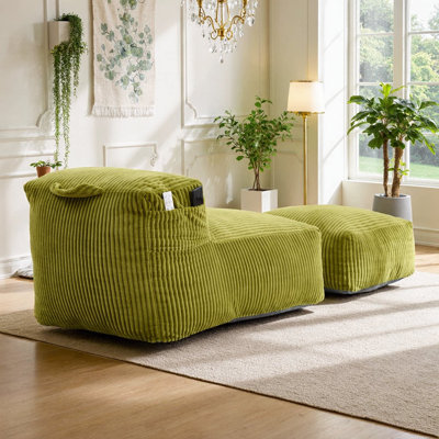 Large Memory Foam Bean Bag Chair For Adults, Ergonomic Lounge Sofa