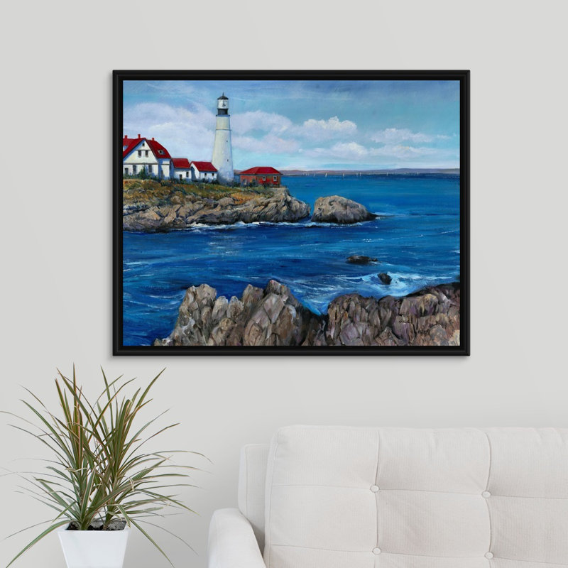 « rocky crag », peinture sur toile, H 25,7 po x l 31,7 po x p 1,75 po, Cadre flottant noir