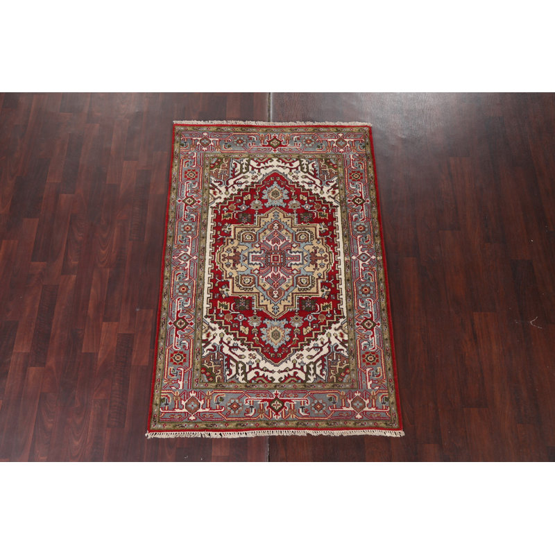 One-of-a-Kind 4' x 6' New Age Rectangle Wool Area Rug in Blue and Green