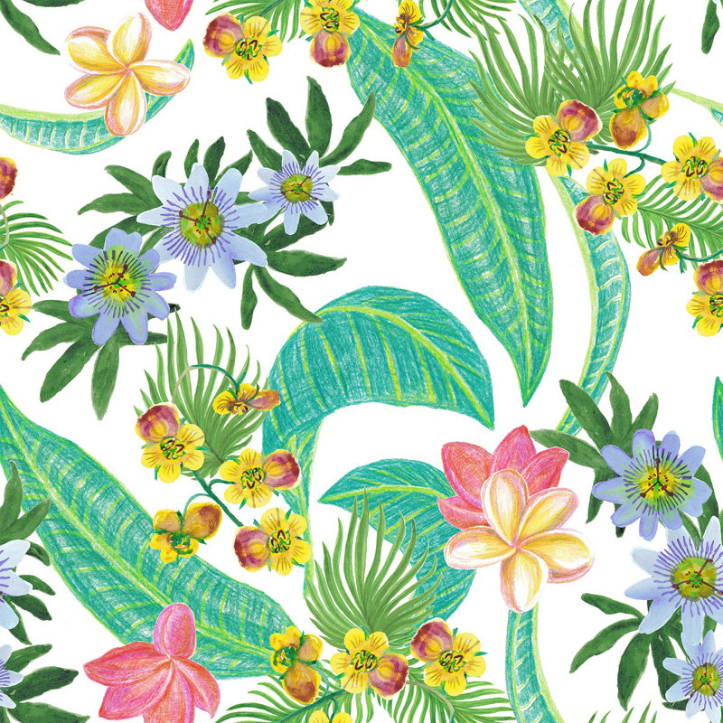 Peel & Stick Floral Tile, 2.08' W x 18.75' L