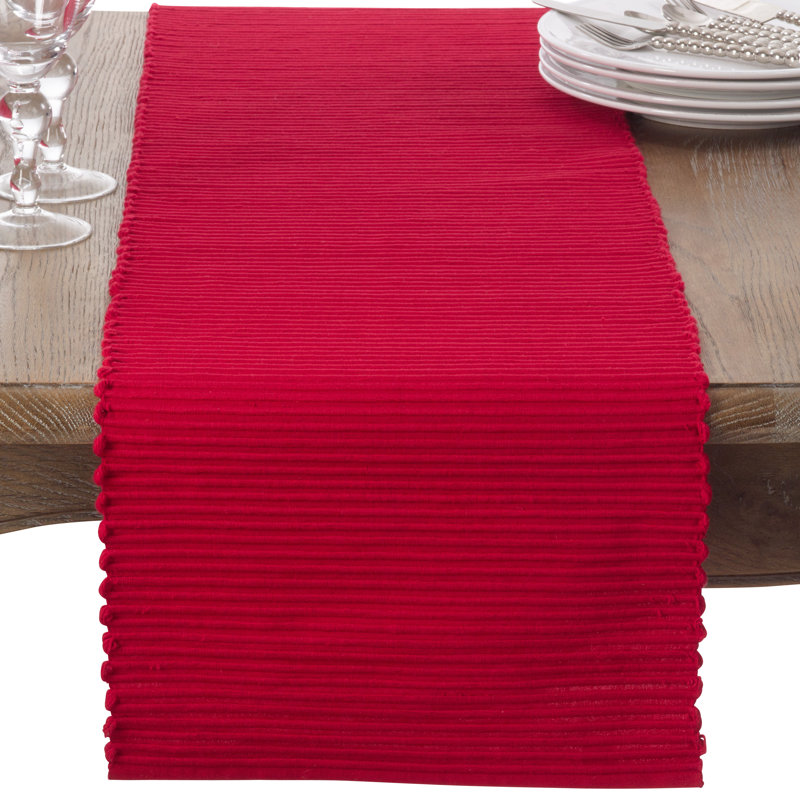 Red Ribbed Cotton Table Runner 13" x 72"