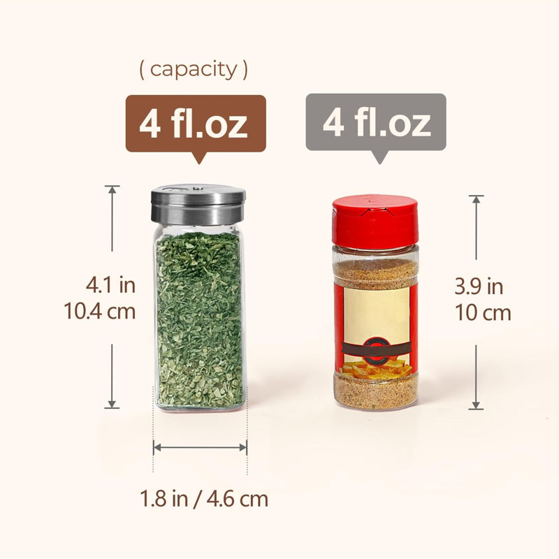 24 pots à épices en verre 4 oz