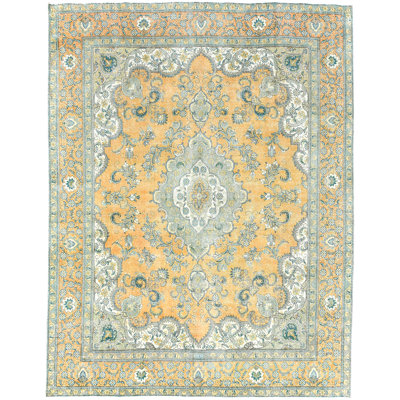 Tapis oriental délavé semi-antique à motif floral 12