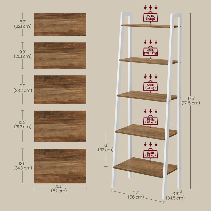 Williston Forge Jabari Metal Ladder Bookcase - 67.7"H x 22"W