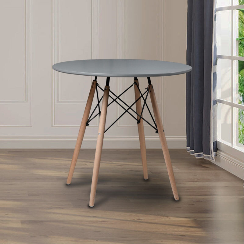 Rafelo Round Solid Wood Dining Table, Grey
