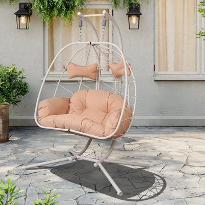 Double hamac Lbs suspendu, chaise en métal en rotin pour terrasse