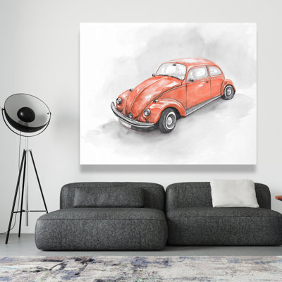Vintage Red Beetle Canvas | Car Transportation Home Decor