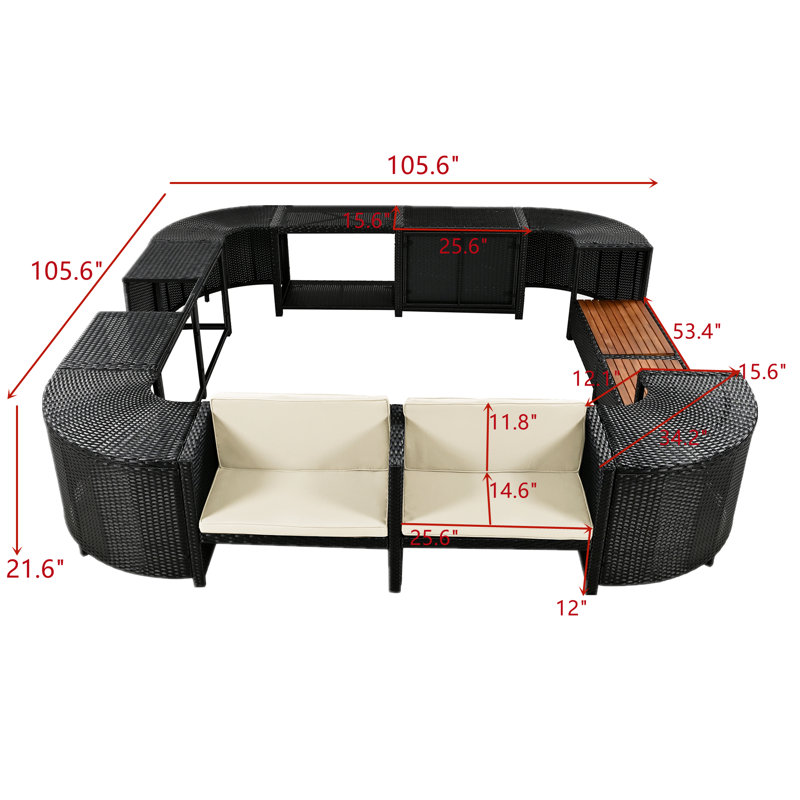 Wicker 4 -Person Outdoor Seating Group With Cushions & Storage, Beige