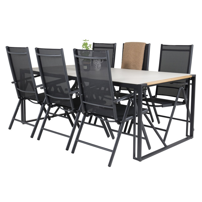 Deandre 6 - Person Teak Solid Wood Patio Dining Set Rectangular Table