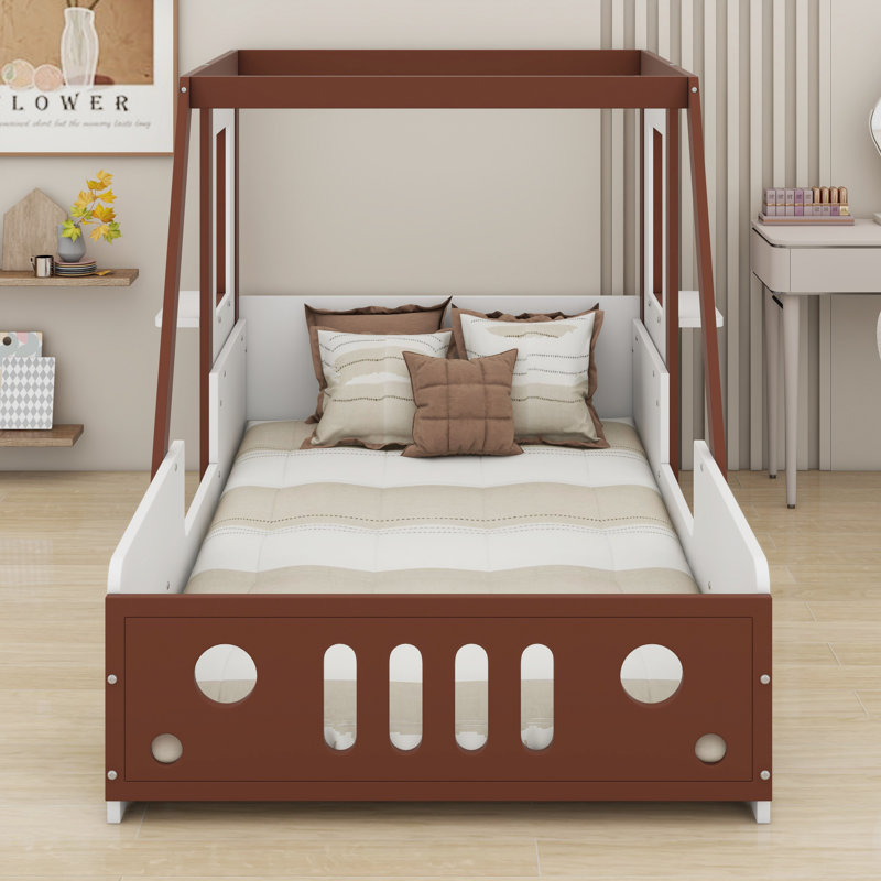 Lit robuste pour enfants en forme de voiture, lit plateforme amusant
