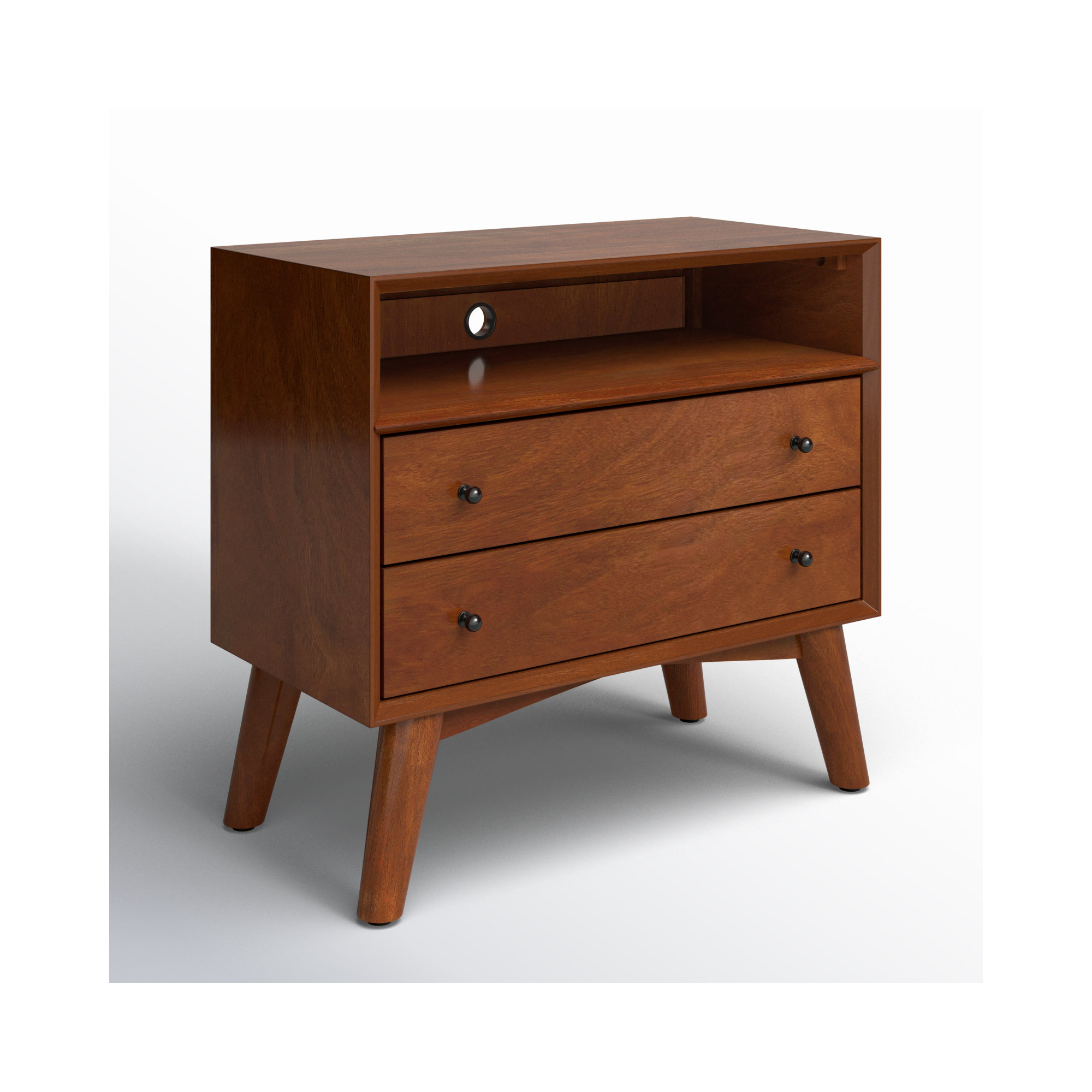 Williams 2-Drawer Nightstand with Shelf, Chestnut