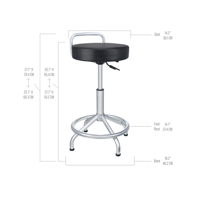 Adjustable Height Black Metal Swivel Laboratory Stool with Wheels