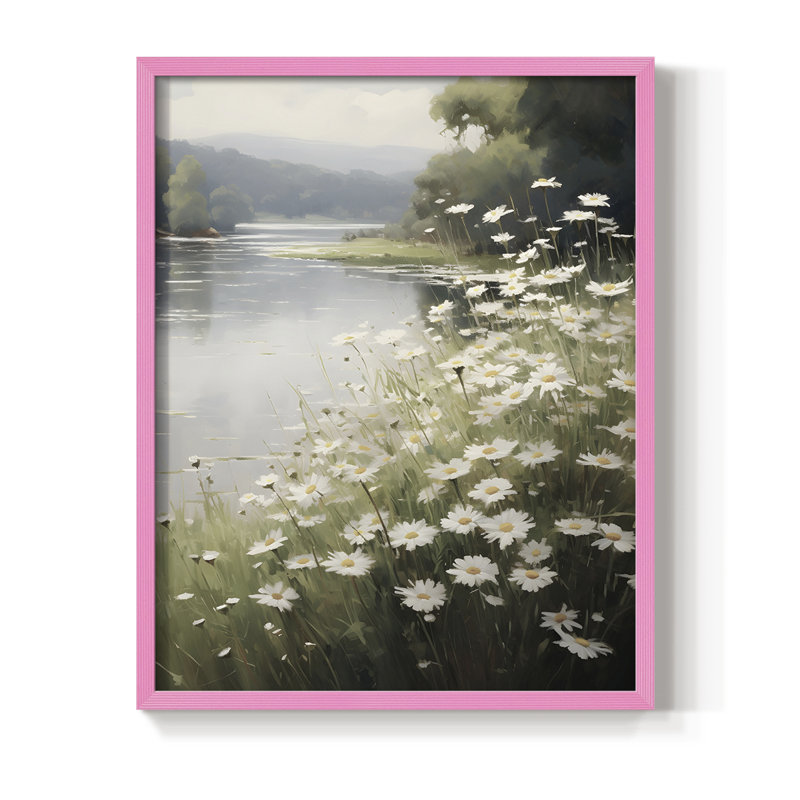 Impression florale rétro CCXCVII, bois massif, Rose, H 11 po x l 9 po