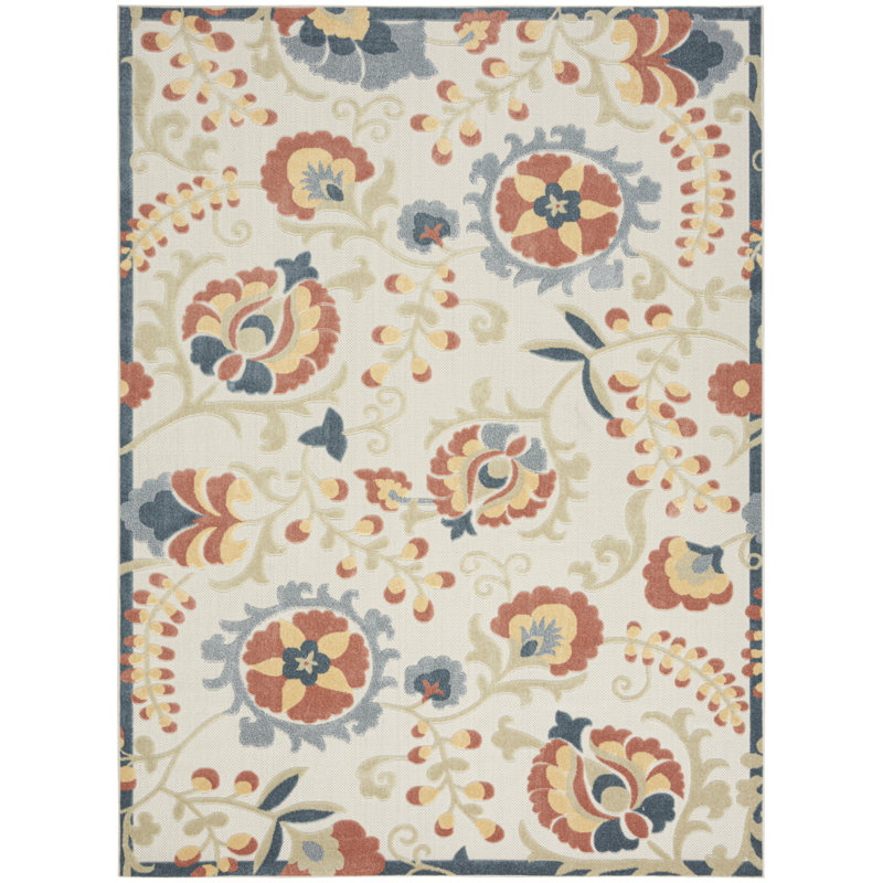 Gregori Grey Multicolor Farmhouse Rug, Rectangle 7'10" x 10'6"