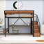 Lit mezzanine avec bureau intégré, escalier de rangement, garde-robe, éclairage DEL et prise de courant-1987693258-1987693260