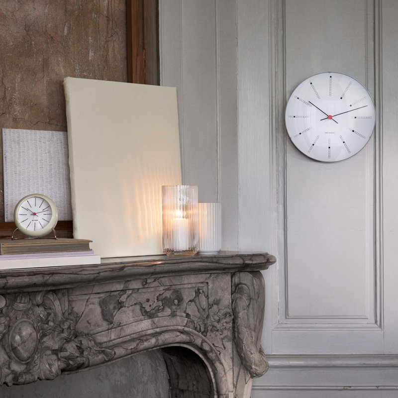 Bankers Electric Clock, White/Silver