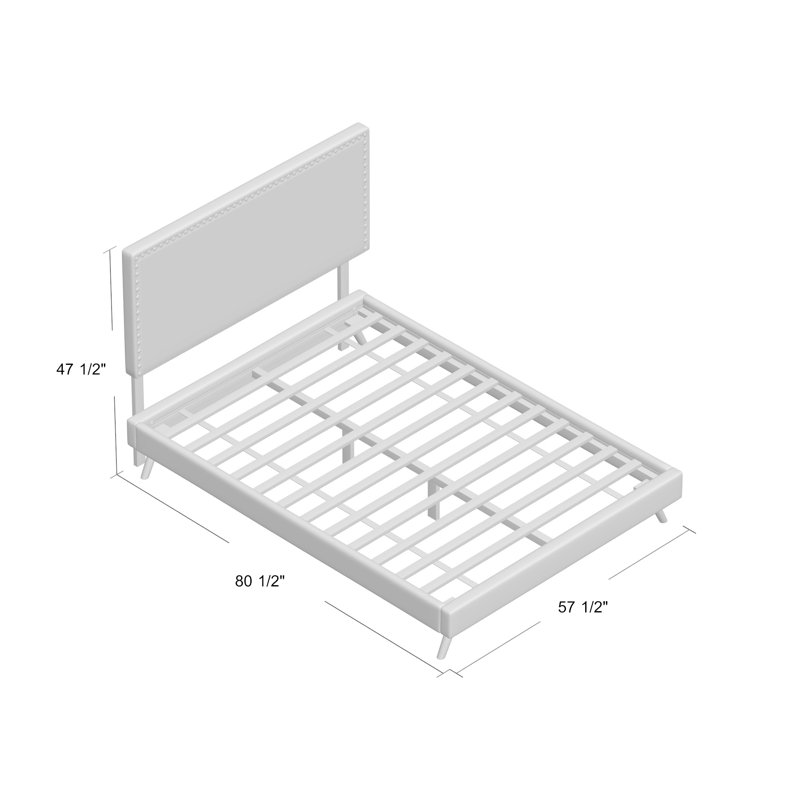 Macie Platform Bed with Round Splayed Legs, Beige, Queen