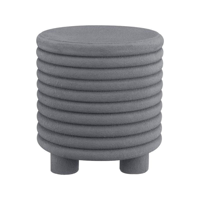 Table d'appoint pour l'extérieur et tabouret de jardin en polyrésine nervurée 18 po Evans, Gris givré