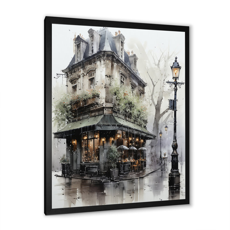 Paris Montmartre Mist - art mural Paris, Cadre simple noir, H 20 po x l 12 po x P 1 po