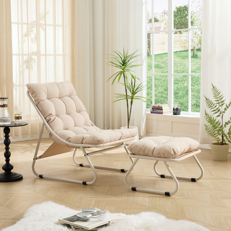 Méridienne avec repose-pieds, Beige