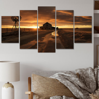 Wind Turbines Country Charm II - impression sur toile de paysages - 5 panneaux