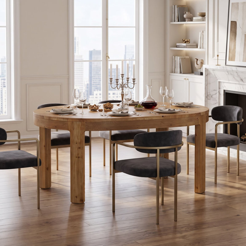 Farmhouse Solid Wood Oval Kitchen Table