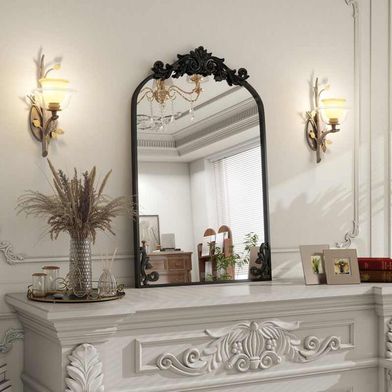 Miroir de salle de bain Baroque, Noir, noir, noir, noir, 40 po x 26 po