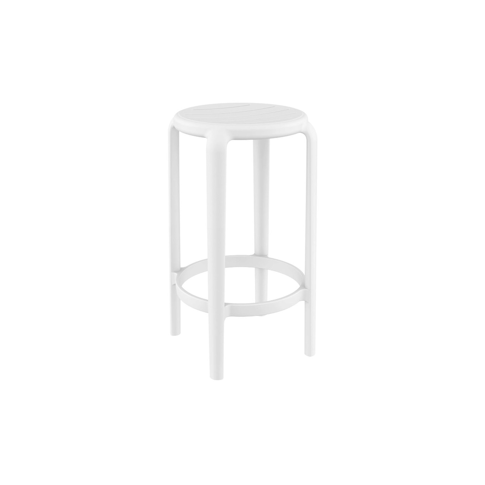 Awan Backless Outdoor Bar Stool, 25.75", White