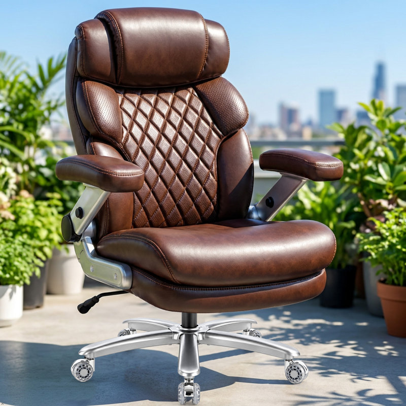 Grand et grand fauteuil de direction avec support lombaire réglable et capacité de poids de 800 lb.