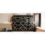 Grand lit avec imprimé, éclairage à DEL et encastré, design moderne grand noir espace, dessous,