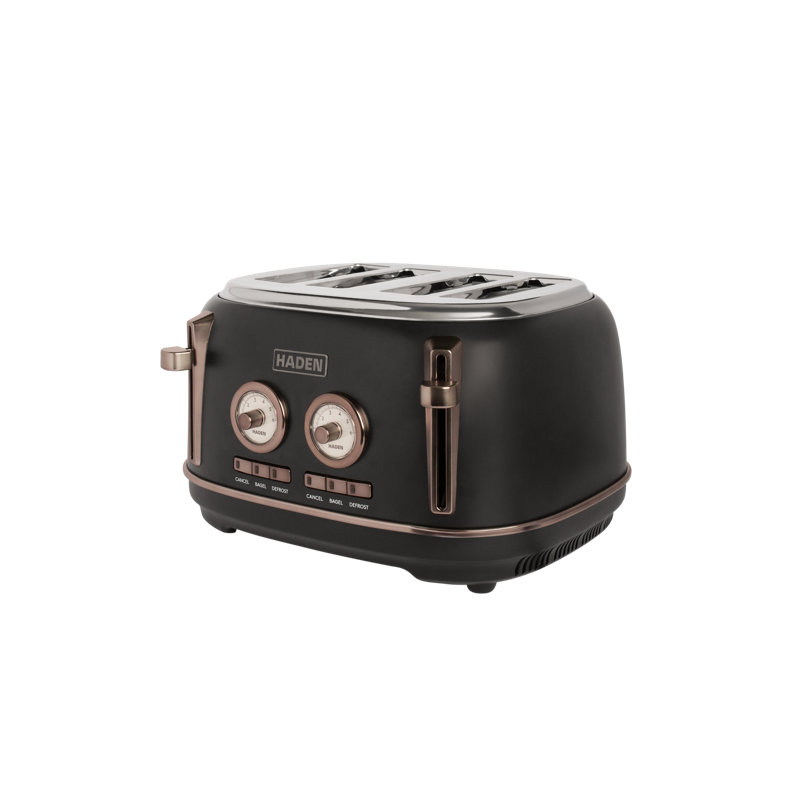 HADEN Dorset 4-Slice Wide Slot Toaster, Black/Pewter
