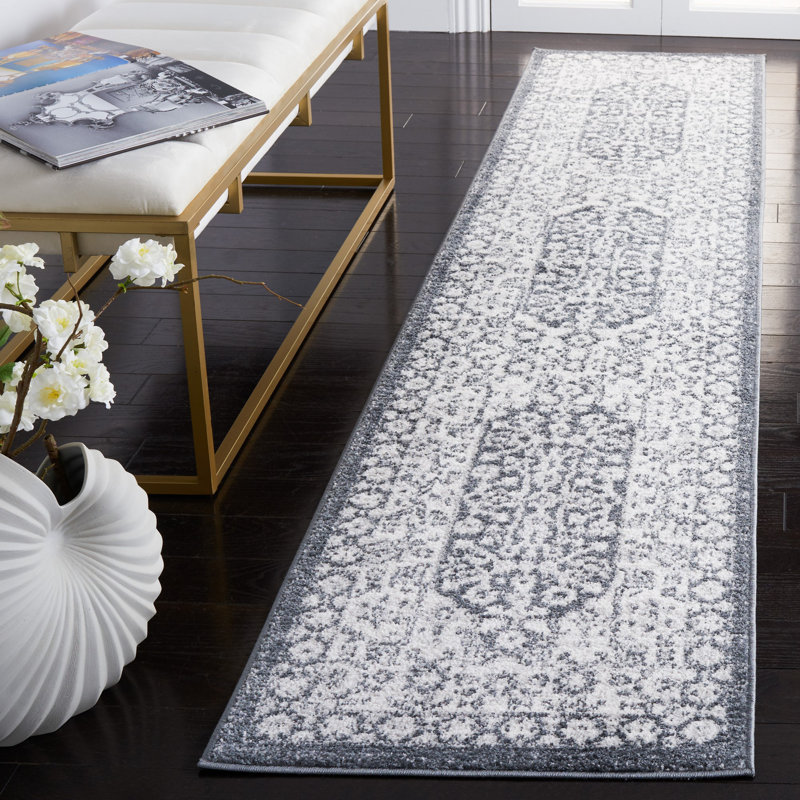 Tapis gris / gris foncé Gracie-Lou 652, Tapis de couloir 2 pi x 9 pi