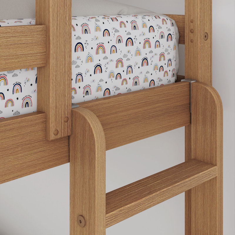 Standard Bunk Bed with Ladder on End, Textured Pecan, Twin XL Over Queen