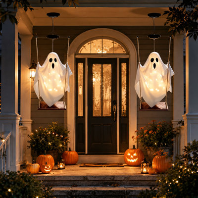 Solar Hanging Ghost Swing Halloween Decoration Set