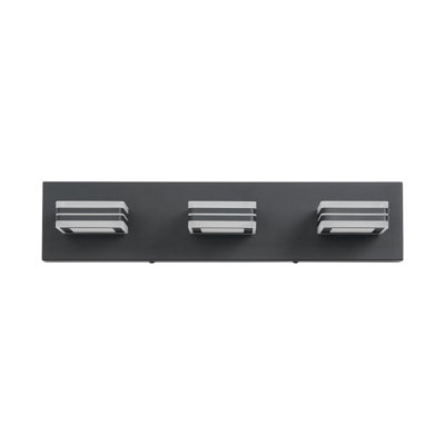 Luminaires de meuble-lavabo noir mat 3 lumières de salle de bain modernes à DEL en acrylique noir