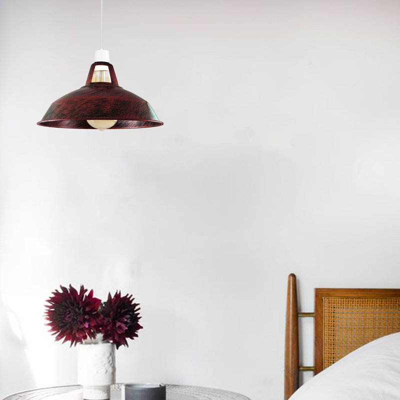 Buckleys 16cm H Metal Bowl Pendant Shade ( Uno ), Rustic Red