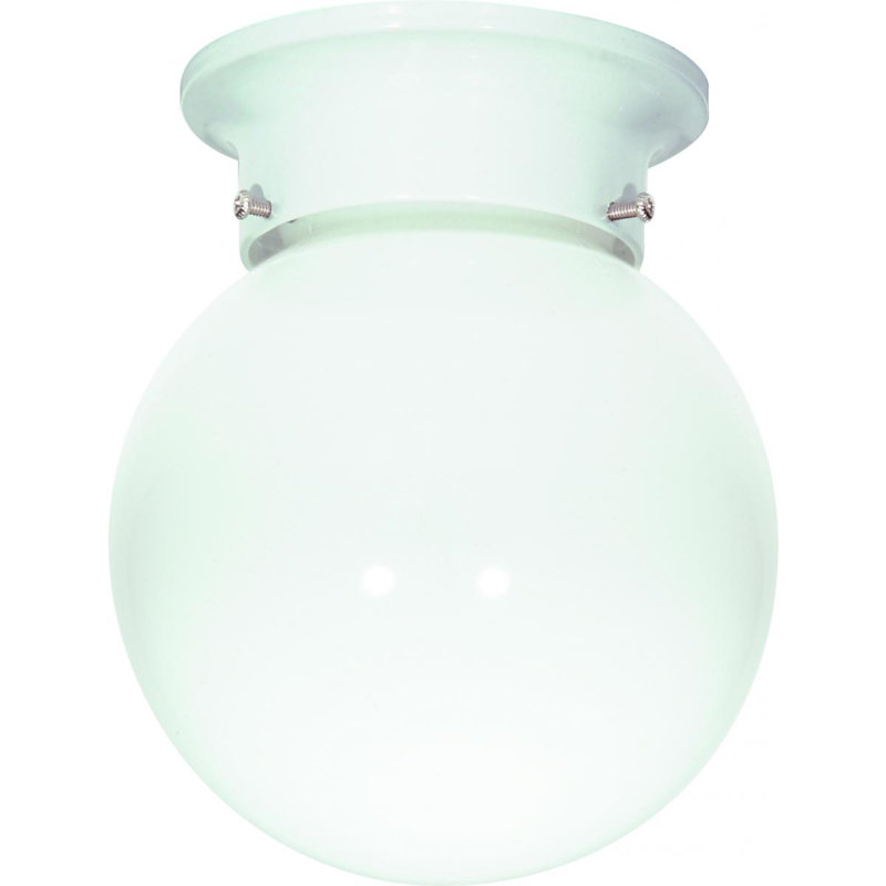 Plafonnier encastré simple à 1 lumière Barrientos, Blanc, H 7,25 po x l 6 po x p 6,75 po