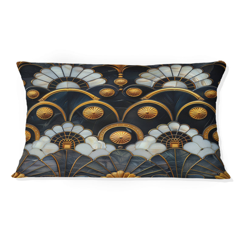 Carrelage art déco doré et argenté - Coussin lombaire à carreaux