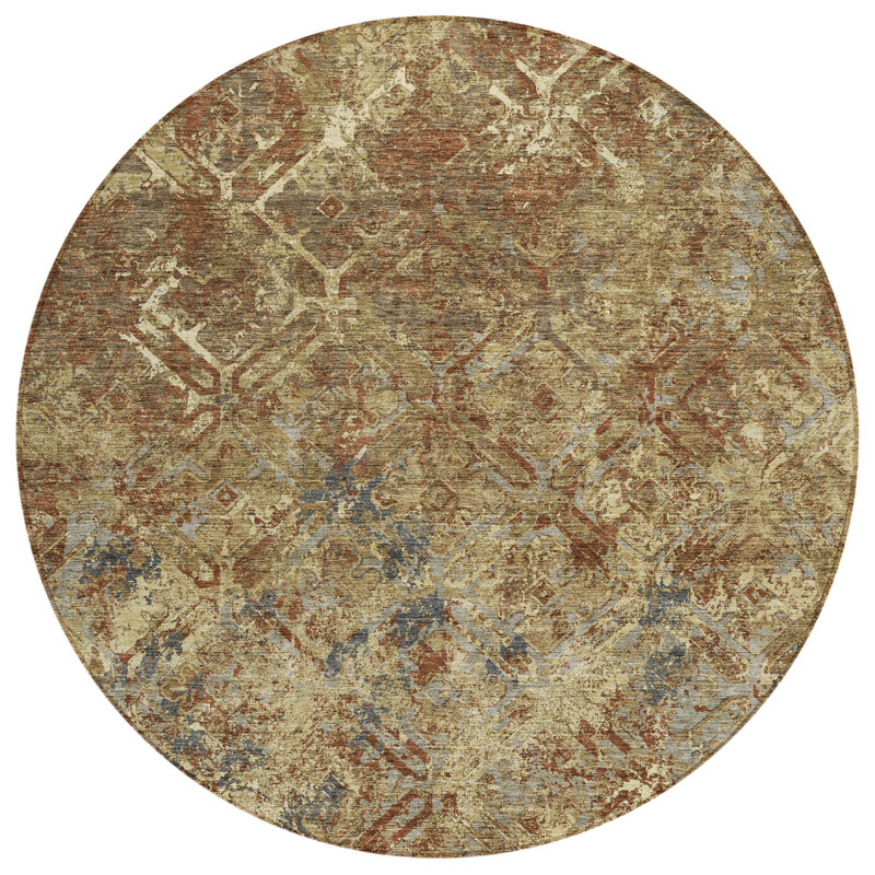 Tapis d'intérieur rond lavable géométrique 8 pi