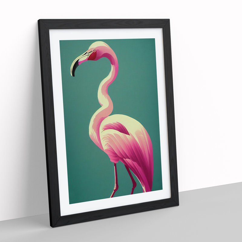 Dashing Flamingo - Single Picture Frame Print, Black, 34cm H x 25cm W x 2cm D